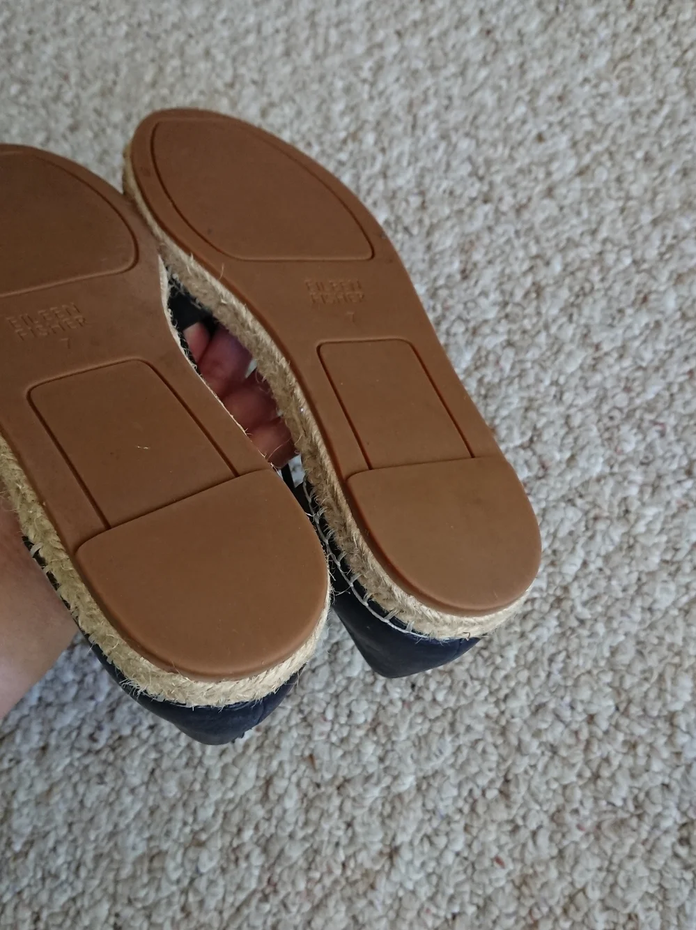 Eileen Fisher Lee d'Orsay Black Leather Espadrille Flats size 7